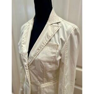 Vintage Millard Fillmore CA Jacket XS White Cotton Blazer VW Bug Van Lining